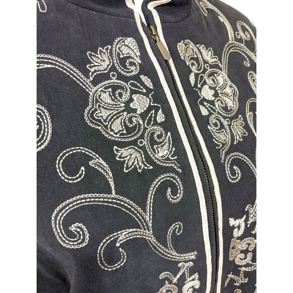 Vintage Dressbarn Oriental Style Jacket Womens 2X Black Floral Lined Full Zip - Picture 5 of 10